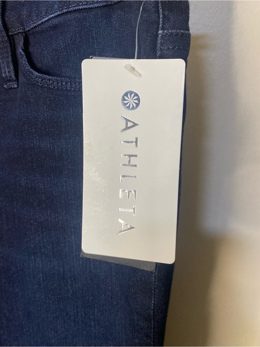 NWT Athleta Sculptek Skinny Jeans Overdye Wash Dark Indigo 4P Petite - Picture 5 of 8